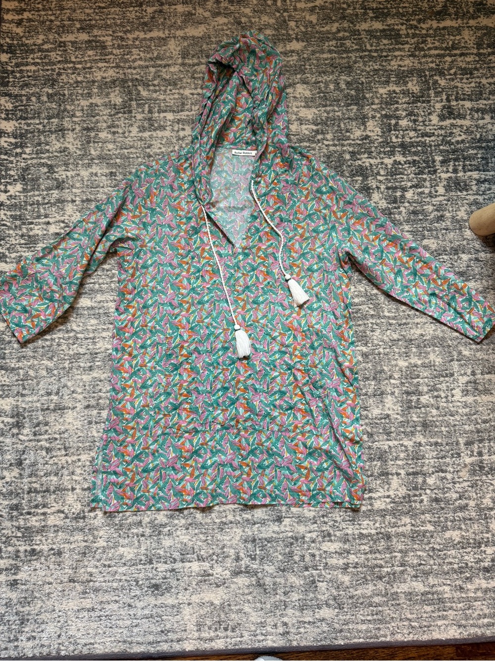 Roller Rabbit Lightweight Floral Hoodie Cover-Up in Green